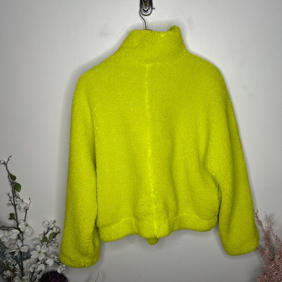 FREE PEOPLE We The Free Sherpa Jacket Lime Green / Highlighter Yellow Sz M NWT - Picture 3 of 5
